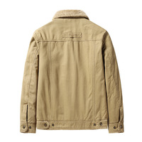 Automne hiver 100% coton doublure Polyester polaire doublé hommes manteau lourd col lavé décontracté coupe décontractée chaud vêtements de travail veste
