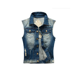 Veste <span class=keywords><strong>en</strong></span> <span class=keywords><strong>jean</strong></span> à revers <span class=keywords><strong>sans</strong></span> manches <span class=keywords><strong>pour</strong></span> hommes, nouveau Design, Logo personnalisé, coupe Slim décontractée, <span class=keywords><strong>jean</strong></span> Hip Hop, <span class=keywords><strong>gilet</strong></span> archaïtique à trou chauffant, 2023 - Product Image 2