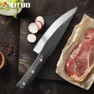 <span class=keywords><strong>Cuchillo</strong></span> de cocina forjado tradicional hecho a mano, <span class=keywords><strong>cuchillo</strong></span> de Chef Santoku, cuchillos de carnicero de acero revestidos multifuncionales, rebanar <span class=keywords><strong>carne</strong></span> y verduras - Product Image 4