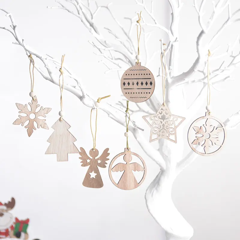 Personalized Wooden Snowflake Decoration Hanging Ornaments Wooden Christmas Tree Decorations