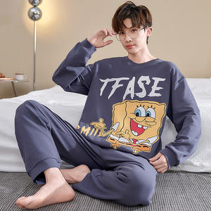 <span class=keywords><strong>Pyjama</strong></span> pour <span class=keywords><strong>homme</strong></span>, printemps/automne, manches longues, pur coton, dessin animé, confortable, ensemble de vêtements de maison pour adolescents, collégiens - Product Image 4