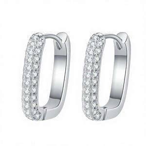 GALAXY New Fashion 2025 Moissanite Brilliant Cut <b>Hoop</b> Earring 925 Sterling <b>Silver</b> Rhodium Plated GRA Certified Claw Setting - Product Image 2