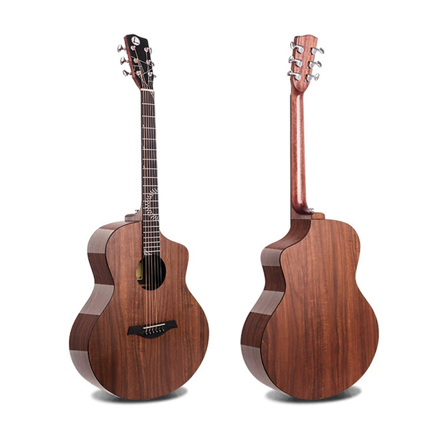 New HPL Acoustic Guitar Tiger Striped Maple Carbon Fiber Solid Top Folk Guitar