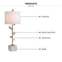 Lampe de Table en laiton, modèle créatif et Unique, avec Base en cristal blanc naturel, motif floral, Base en marbre, pour Buffet