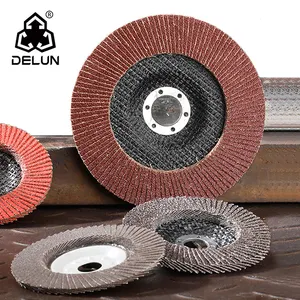 DELUN Cina Pemasok Harga Baik 100Mm 4 Inci Tipe T27 29 Putaran Tepi Pengamplasan Poles Abrasif Aluminium Oksida Flap Disc