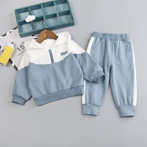 Nouvel ensemble de survêtement pour enfants printemps-automne, à capuche, manches longues, pull demi-zippé, deux pièces - Product Image 5