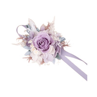 Korsase Pernikahan Anggur Ungu Mawar Kering Hydrangea Boutonniere Buatan Vintage Pengantin Pria Pengiring Pria Upacara Unik Niche Floral
