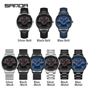 Reloj de Pulsera de Cuarzo Sanda 1138 para Hombre, Diseño Creativo con Esfera Hueca 3D en Forma de Volante, Resistente al Agua, Estilo Ejecutivo - Product Image 2