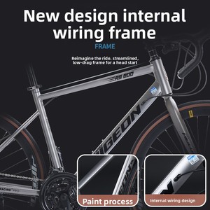 Vélo de route Brand Flying 800 avec double frein à disque, cadre en acier carbone, guidon courbé, passage des câbles interne, ultra-léger - Product Image 3
