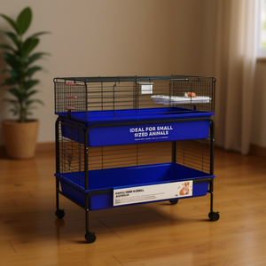 Cage pour petits animaux de compagnie haut de gamme, double étage, structure en fil d'acier, plateau en plastique, design moderne et durable pour petits animaux. - Product Image 2