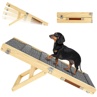 Rampe pliable en bois pour chien, plateforme haute à forte adhérence, pour lit surélevé, petits chiens, avec 4 hauteurs réglables