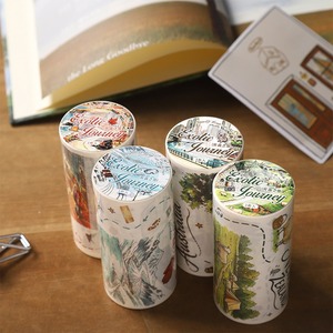 1 <b>Roll</b> of Tape Journey Abroad Series Large-Size Travel Route Decorative Tape, Retro Background - Product Image 1