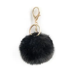 2021 الملونة الجملة Furball PomPom نفخة الكرة سلاسل المفاتيح أفخم الفراء سلسلة مفاتيح على شكل كرة بوم بوم المفاتيح بالجملة