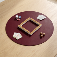 Tapis de jeu de Mahjong rond en PU 50*50cm, accessoires de jeu de Mahjong en cuir de qualité supérieure, dessous de plat, cadeau pour les amateurs de Mahjong