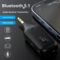 Émetteur Sans Fil Bluetooth 3-en-1 pour Voiture, Récepteur Adaptateur Mains Libres Auxiliaire 3,5 mm Compatible TV et Ordinateur