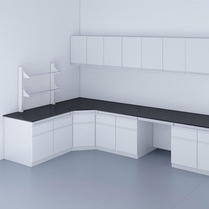 Hóa học phòng thí nghiệm tất cả các thép trung tâm đảo bàn làm việc với cửa kính tủ tường - Product Image 1