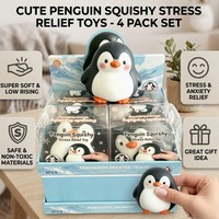 Jouet à presser pour animaux, populaire en ligne : jouet pingouin en TPR pour soulager le stress.