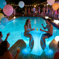 Lampes LED solaires rechargeables en plastique à 16 couleurs changeantes pour piscine extérieure et bar/table – Vente en gros