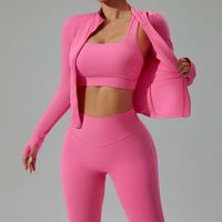 Ensemble de sport respirant Yoke Wholesale pour femme : Cardigan tricoté à séchage rapide pour la course et le yoga, avec ceinture taille haute – Ensemble 2 pièces pour l'hiver
