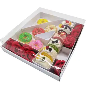 Party Confectionery Clear Lid Food Cake Filable Goodies Cardboard Numbers Shaped Box For Strawberry