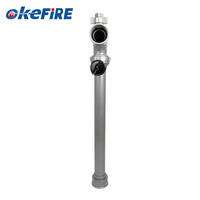 Hydrant d'incendie Okefire 2,5 pouces en aluminium argenté à double sortie, type britannique, avec tuyau de raccordement à double tête