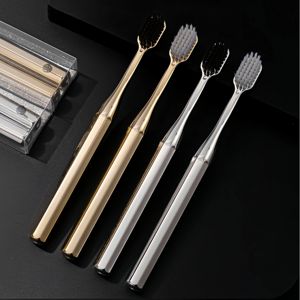OEM cepillo de dientes para adultos de lujo mejorado de gama alta suave de cerdas galvanizadas oro plata para el hogar PBT cerdas ABS mango de goma - Product Image 2