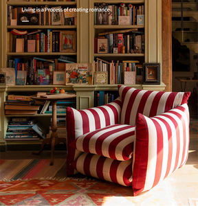 <span class=keywords><strong>Sofa</strong></span> gaya Amerika Single kursi berlengan Linen merah bergaris biru putih dengan motif Zebra untuk kursi panjang kain ruang tamu kecil - Product Image 5