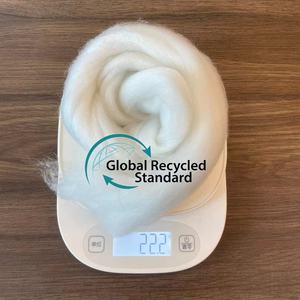 TC Certified GRS 100% Recycled 3D Fine <b>Polyester</b> Tops Solid 3Dx88mm Semi-Dull Raw White <b>Yarn</b> Spinning for Concrete Use - Product Image 2