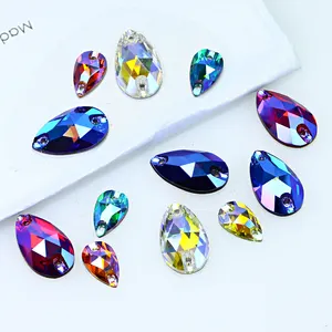 Sew-on Crystal Flat Back Rhinestones Wholesale Lead-free Drop Shape Loose Crystal Beads For Garment Bags Shoes Accessories