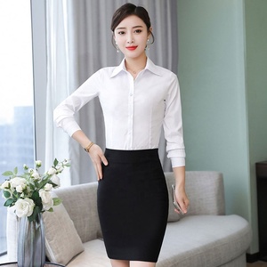 Chemise de bureau pour femme, nouvelle arrivée, taille S-5XL, été, respirante, polyester, manches longues, chemisier formel, couleur unie, col à revers, boutons - Product Image 2