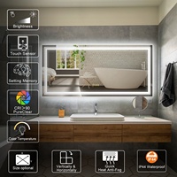 BATHNOLOGY Hôtel personnalisé LED Miroir de salle de bain Rectangle intelligent de haute qualité Interrupteur tactile illuminé Fonction mémoire cachée