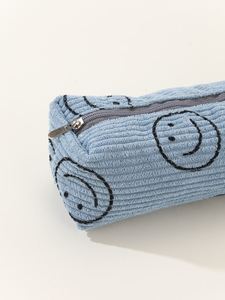 Sac en velours côtelé grande capacité pour pinceaux de maquillage, sac de voyage preppy, pochette souriante, certifié BSCI - Product Image 3
