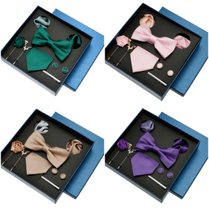 Corbatas para hombre, corbatas para traje de negocios, pañuelos para hombre, corbata de moda, broches de lazo, gemelos y Clip de corbata, conjunto de caja de regalo de boda - Product Image 1