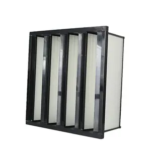 ABS plastic frame W-type high efficiency pleated V-type air filter for clean room