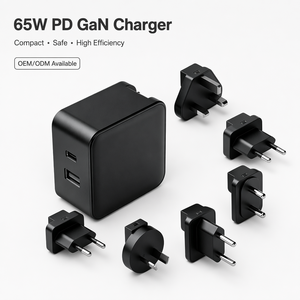Caricabatterie GaN Premium Universale con Spina Intercambiabile PD 3.0 PPS 65W a Doppia Porta per Ricarica Rapida con Cavo Retrattile per MacBook e Laptop - Product Image 2