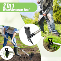 Accessoires de jardin en acier inoxydable, désherbeur 2 en 1, houe de jardin avec manche, houe de ferme, outil manuel de jardin