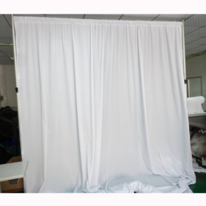 Système de tuyaux et rideaux télescopiques blancs à montage rapide pour stand d'exposition - Product Image 1