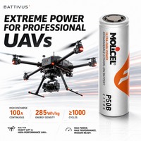 Mollicel 21700 3.6V 5000mAh 5C 60A Discharge P50B Cell Asli INR21700 Molicel P50b untuk Paket Akku Kustom 4S2P 20S4P