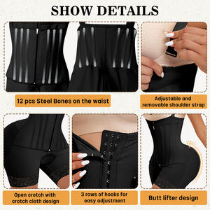 Faja corta colombiana <span class=keywords><strong>Fajas</strong></span> Cinturillas posquirúrgica completa reloj de arena faja levantador de glúteos cuerpo Shapewear pantalones cortos para mujeres - Product Image 5