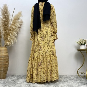 6434b# <b>Summer</b> Fashion Floral Printed Flare Sleeve Dress Elegant Women's A-line Chiffon Dresses With Full Lining - Product Image 6
