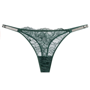 String sexy en dentelle fine avec strass et motif lettres pour usage intime féminin - Lot de six articles - Product Image 1