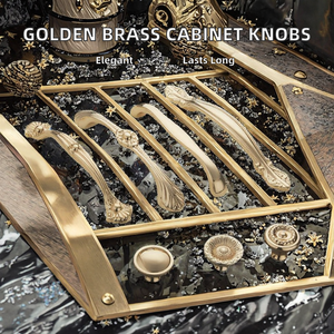 Luxury Golden Brass Cabinet <strong>Knobs</strong> and Pulls for Bedroom and Kitchen Furniture Hardware with Midcentury Modern Design - Product Image 2