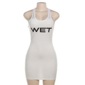 2025年夏カジュアルタンクトップボディコンドレスヨーロッパ系アメリカ人クロスボーダー無地シンプル文字デザインスリムフィット - Product Image 5