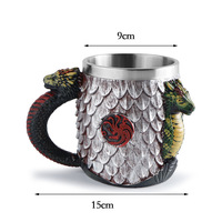 Boccale in Resina con Rune di Thor in Stile Medievale, Tazza Personalizzata per Caffè/Birra con Rivestimento in Acciaio Inox, Decorazione per Bar Domestico, Regalo per Feste di Halloween