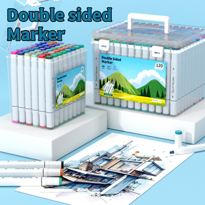 Stylos marqueurs à alcool à double pointe de précision avec 24 à 120 couleurs, étui portable pour l'illustration, les étudiants et les artistes - Product Image 3
