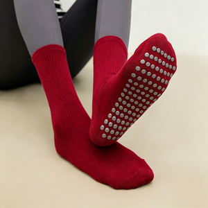 Breathable Pure Cotton Yoga <b>Socks</b> Non Slip <b>Grip</b> Cushioned Solid Mid Calf Gym for Women Digital Printing Anti-Bacterial - Product Image 6