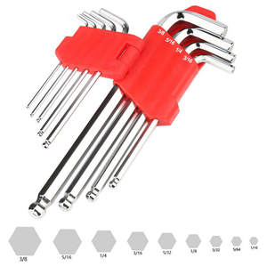 9Pcs Chrome Mạ Đế Quốc Sae 1/16-3/8 "Inch Bóng Điểm Đầu Phổ Tùy Chỉnh <span class=keywords><strong>Hex</strong></span> <span class=keywords><strong>Key</strong></span> Allen Cờ Lê Thiết Lập - Product Image 2