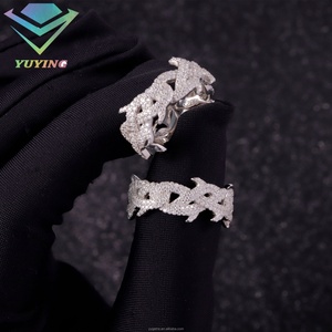 Nouveauté Bague en argent S925 plaqué or avec diamants complets en moissanite VVS glacés, bague tendance hip-hop en stock - Product Image 3