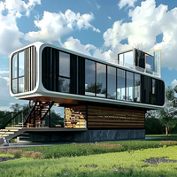 Maison capsule modulaire préfabriquée en acier, maison mobile miniature moderne de luxe, préfabriquée pour usage extérieur