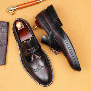 Chaussures Oxford pour homme en cuir véritable, style italien haut de gamme, faites à la main, pour mariage, à enfiler, broderie légère camouflage, collection automne - Product Image 4